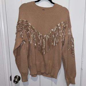 Sequin fringe sweater